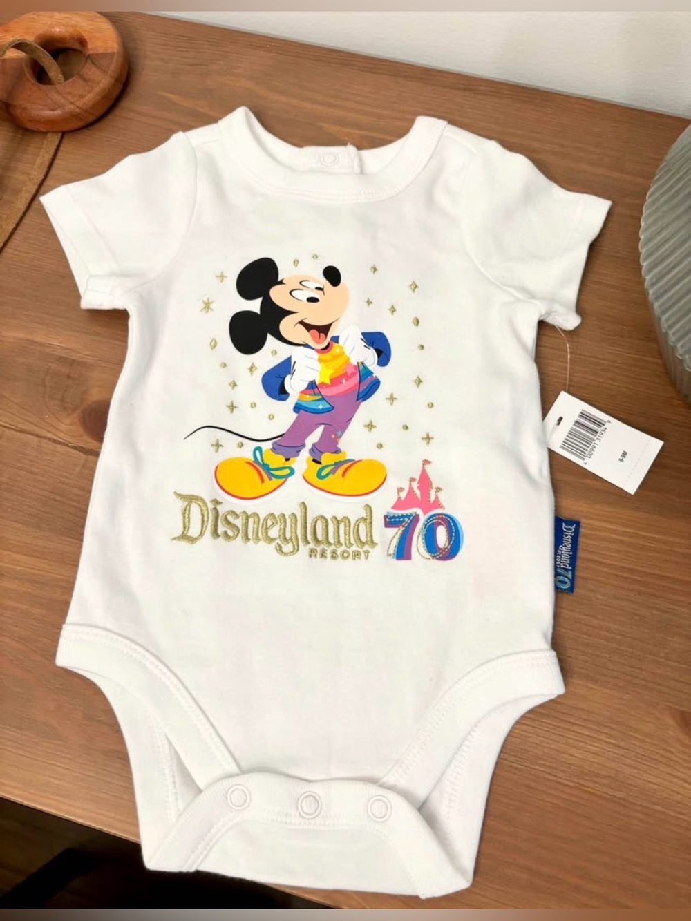 (SOLD) Disney Mickey Mouse Disneyland 70th Baby Bodysuit White